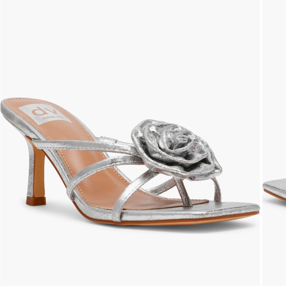 DV by Dolce Vita Metallic Silver Floral Heels